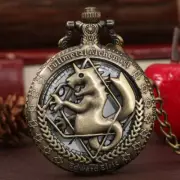 Men's Bronze Quartz Pocket Watch Fullmetal Chain Full Hunter Case Fob Watches
