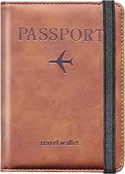 [QIVANLIFE] Passport Holder for Travel Passport Holder with Card Slots Holder Passport Case Passport cover for Women and Men Passport Wallet Travel Essentials and Accessories, Brown Elastic, Elastic