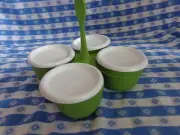 Tupperware Essentials Condiment Server Bowls Caddy Serving Bowl Basil GREEN NEW
