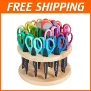 Colorful 18-Piece Decorative Edger Scissors Set with Easy-Access Rotating Rack