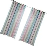 LIFKOME 2Pcs Hood Sun Shade Chiffon White Curtains Kids Room Curtains Kids Curtains for Girls Children's Room Girl Child Household Decor Hollow Out Window screening Thermal Curtain