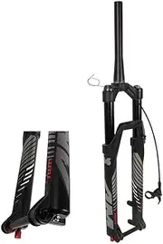 Bicycle Fork Bike Front Fork 26"/27.5''/29''Air Suspension Fork MTB Bicycle Shock Absorb Damping Adjustment Cone Tube 1-1/2" Manual/Remote Lockout Travel 120Mm 15 * 100Mm Axle