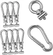 GRADENEVE 8 Sets Stainless Steel Kayak Eyelet Kit with Spring Snap Hook Track Mount Design for Motorhome Accessories and Kayak Track Mounting Easy Installation for Secure Cargo