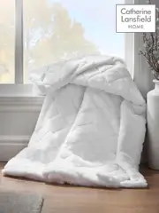 Catherine Lansfield White Teddy Cosy and Soft Diamond Fleece Throw (A58925) | $62
