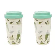 2x Urban 400ml May Gibbs Eco Mug Travel Drinking Cup Tumbler w/Lid Natural/Green