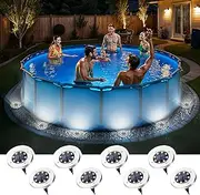 SOLPEX 8 Pack Solar Pool Lights for Above Ground Pools (Cool White)