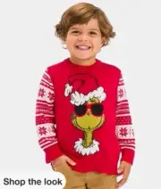 The Grinch Sunglasses Knitted Pullover Christmas Sweater Red 18M NWT