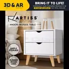 Artiss Bedside Table Drawers Side Table Storage Cabinet Nightstand White ANDERS