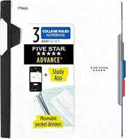 Five Star Advance Spiral Notebook, 3 Subject, College Ruled Paper, 150 Sheets, 11" x 8-1/2", White (73142)