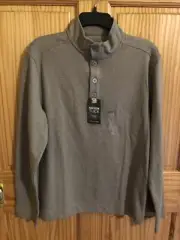 Van Heusen Sweatshirt Medium 1/4 Button Brindle Retail $65 (s-blk-37-19)