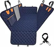 Large Backseat Cover for Dogs. Car Seat Extender with Hard Reinforced Bottom & Mesh. Heavy Duty Hammock. Large Side Flaps- Full Car/SUV Protection- Doors, Backseat & Floor. Waterproof, Washable.