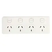 Quad Power Point - 4 Gang Socket Electrical Supplies 10A SAA GPO - WHITE