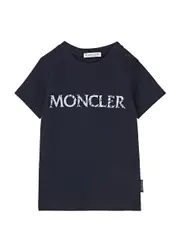 Moncler Kids Logo-print Cotton T-shirt - Navy 6 months