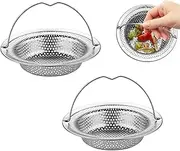 [MIMIROOM] Pack of 2 Drain Strainers, Kitchen Sink, A Drain Strainer, Kitchen Sink with Handle, Stainless Steel Sink Strainer, Sink Strainer, Clogging Protection, Kitchen Drain Sink (11 x 8 x 2 cm)
