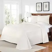 SUPERIOR Cotton Blend Bedspread Set, Includes Oversized Bedspread and 2 Matching Pillow Shams, Light Weight Blanket, Bedding Decor, Jacquard Vintage Floral Mandala, Lyron Collection - King, Off White