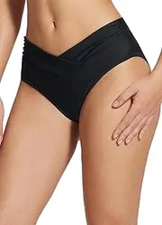 [baleaf] Women's V Cut Cheeky Bikini Bottoms High Cut Ruched Twist Front Swim Bathing Suit Bottom