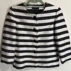 Talbots Petite Lady Jacket Sz 4P Blazer Black White Stripe Tweed 3/4 Sleeve NWT