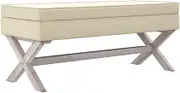 Storage Bench Stool with Lid, 110x45x49 cm Linen Fabric, Entryway Seat with Hidden Storage, Space-Saving Organizer for Small Spaces, Hallway & Bedroom