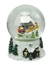 Northlight 6.75in Musical & Animated Santa & Reindeer Rotating Christmas Water Globe
