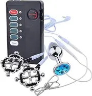 Electro Sex/E-Stim with Pliers Set to Nipples and Adjustable Metal Anal Plug/Anal Plug for Stimulation Device Electrical Stimulation Sex Toys Erotic Shock at Elec