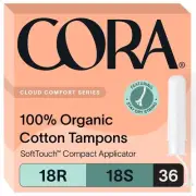 Cora Organic Applicator Tampon Multipack | 18 Regular & 18 Super Absorbency |...