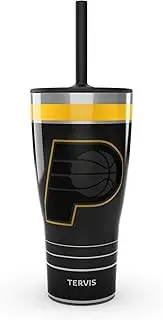Tervis Traveler NBA Indiana Pacers - Night Game Triple Walled Insulated Tumbler Travel Cup Keeps Drinks Cold & Hot, 30oz with Straw Lid, Stainless Steel