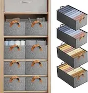 Wardrobe Clothes Organiser, Foldable Clothes Storage Box, 4 Pack Large Capacity Storage Bins Closet Organizer for Organizing Clothing, Sheets, Toys, Books, Shelf Organizer Shelves Basket Storage Bin