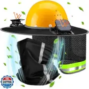 1 Set Sun Hard Hat Shade Full Brim Hard Hat Sun Visor with Solar Fans and Nec