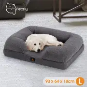 Petzly Memory Foam Dog Bed Pet Sofa Calming Bed Washable Removable Grey Large