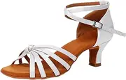 [HOBTEC] Women's Latin Dance Shoes Satin Ballroom Salsa Professional Practice Dance Shoes