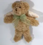 FBOT Shaggy tan Teddy Bear angel plush Ornament Russ Berrie vintage