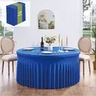 10 Pack Spandex Royal Blue Round Tablecloths for 72in Table, Stretchy 132inch...