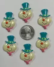 6PC WHIMSICAL CHRISTMAS SNOWMAN SNOWMEN FLATBACK RESINS FOR HAIRBOW BOW CENTER