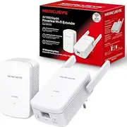 Mercusys AV1000 Gigabit Powerline Starter Kit, Data Transfer Speed Up to 1000 Mbps, Eliminate WiFi Dead Zones,with Extend 300 Mbps WiFi, No Configuration Required (MP510 KIT), White (UK Version)
