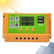 Solar Charge Controller Inverter - 30A PWM Automatic Solar Panel Inverter - Battery Intelligent Regulator with LCD Display, Timer Setting, 12V/24V Double USB for Lithium Battery