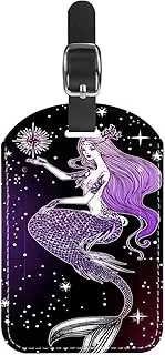 [WOSHJIUK] Luggage Tags,2 Pack Labels Suitcase Tags,Starry Space Mermaid Girl,Luggage Tags Privacy Protection Travel Bag Tag