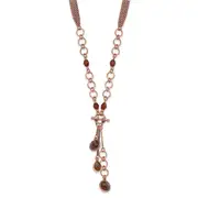 Fashion 1928 Jewelry Copper-Tone Brown Faceted Acrylic Beads 16 Inch Y Necklace With 3 Extension