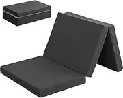 Keusnix Double Mattress, Extra Thick 3.9 inches (10 cm), High Resilience Mattress, Tri-Fold, 200N, 25D, Folding, Bed Mat, Convex Treatment, Body Pressure Dispersion, Peach Skin Cover, All Seasons