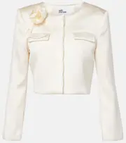 [Self-Portrait] Self-Portrait Cream 3D Flower satin blazer AU 14 white