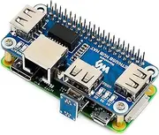 Ethernet/USB HUB HAT Expansion Board for Raspberry Pi 5/4B/3B+/3B/2B/Zero/Pi Zero W/Pi Zero 2W,with RJ45 10/100M Ethernet Port (Based on RTL8152B Chip) and Three USB Ports,Compatible with USB2.0/1.1