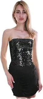 [BR] Women's Sequin Bandeau Crop TOP Sparkling Sparkly Sexy Costume Tube Black