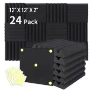 24 Packs Acoustic Foam Panels 2" X 12" X 12" Soundproofing Foam Noise Cancell...