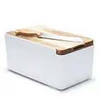 Salt & Pepper HUDSON BREAD BIN WITH WOODEN CUTTING BOARD - WHITE RRP $79.95