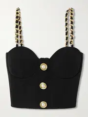 [Balmain] Balmain - Embellished Wool Bustier Top - Black - FR 34 FR 34 Black