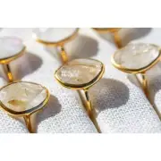 Gemstone Ring Golden Rutile Quartz Ring Statement Ring Gold Rutilated Quartz