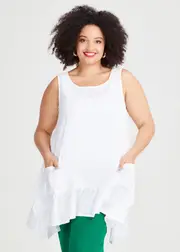 [TS] Taking Shape Linen Blend Calliope Tunic Size 18 in White - Plus Size Women's Clothing White