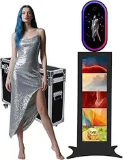 LCD Magic Mirror Photo Booth 13.3inch Touch Screen Built-in Mini PC Photobooth Machine with Sharing for Wedding Parties (Black, Photo Booth Machine)