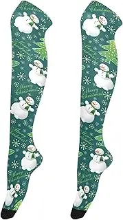 [Caihoyu] Women'S Knee-High Stockings Lightweight Long Knee-High Stockings Over Knees Socks for Special Occasions Winter Snowman, Winter Snowman