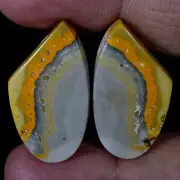 Natural BumbleBee Jasper Matched Pair 39.70 Cts. Cabochon Gemstone For Pendant