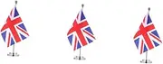DOITOOL 3pcs Uk Desk Flag with Base Pole Union Jack Design for Office Home Decor International Festival Celebrations British Flags for Table Decoration